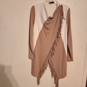 Serena Williams Fringe Cardigan Ivory Sand Size M